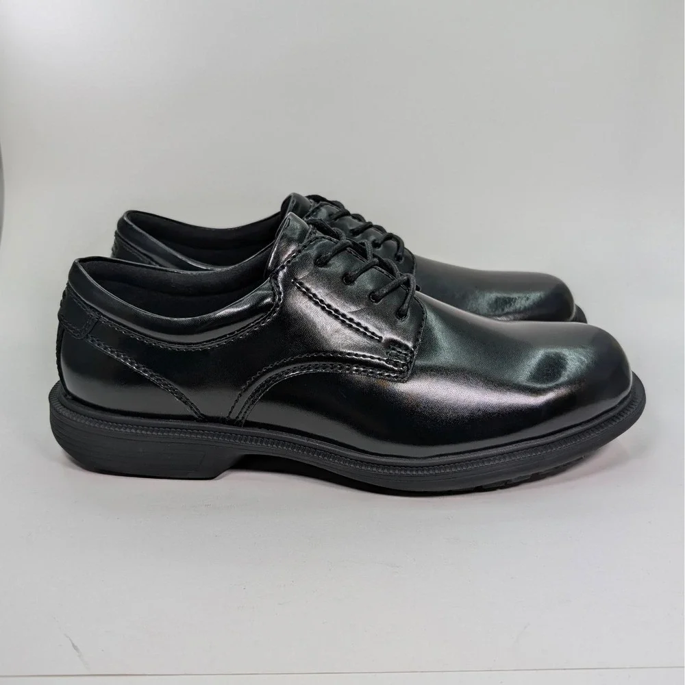 Nunn Bush Kore Baker Street Mens 9.5 Black Polished Plain Toe Oxford Dress Shoes